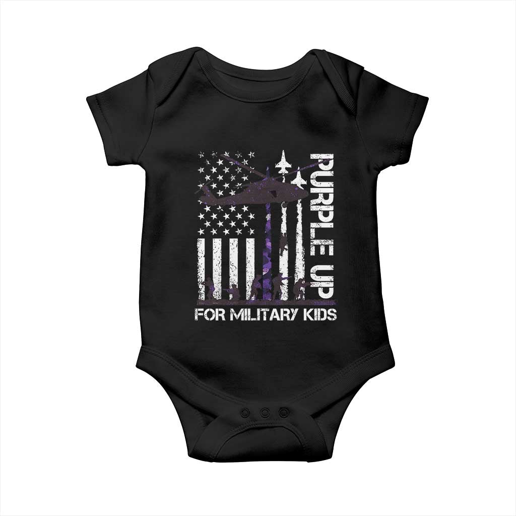 Purple Up For Military Kids Baby Onesie Camo American Flag Military Child Month USA Camouflage