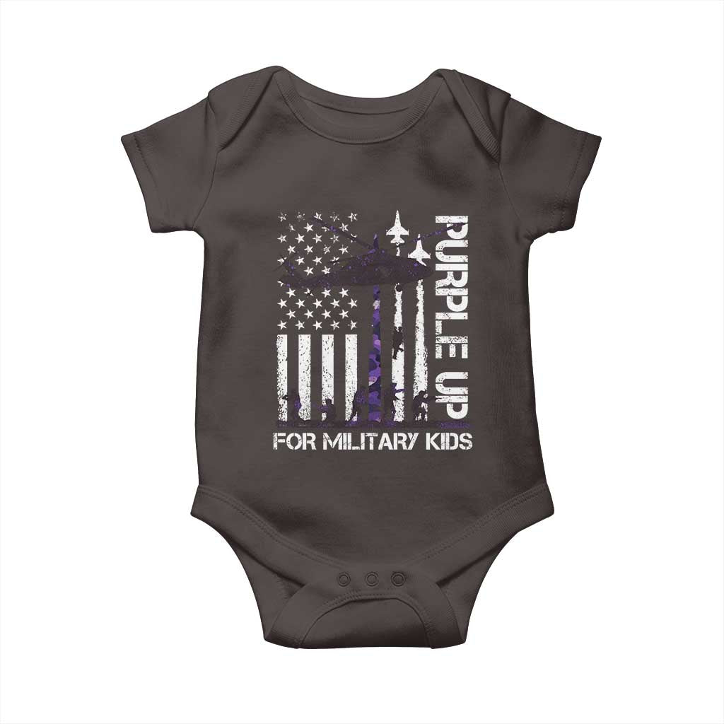 Purple Up For Military Kids Baby Onesie Camo American Flag Military Child Month USA Camouflage