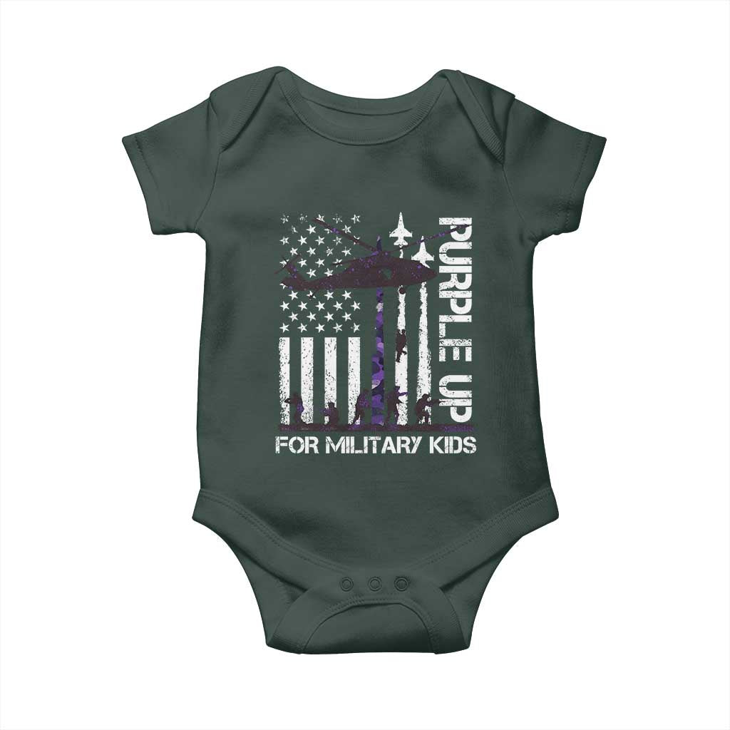 Purple Up For Military Kids Baby Onesie Camo American Flag Military Child Month USA Camouflage