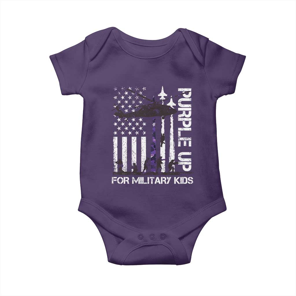 Purple Up For Military Kids Baby Onesie Camo American Flag Military Child Month USA Camouflage