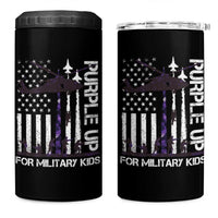 Purple Up For Military Kids 4 in 1 Can Cooler Tumbler Camo American Flag Military Child Month USA Camouflage