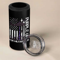 Purple Up For Military Kids 4 in 1 Can Cooler Tumbler Camo American Flag Military Child Month USA Camouflage