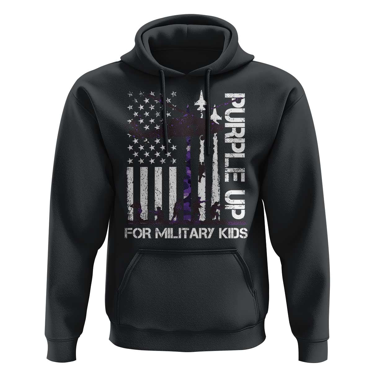Purple Up For Military Kids Hoodie Camo American Flag Military Child Month USA Camouflage