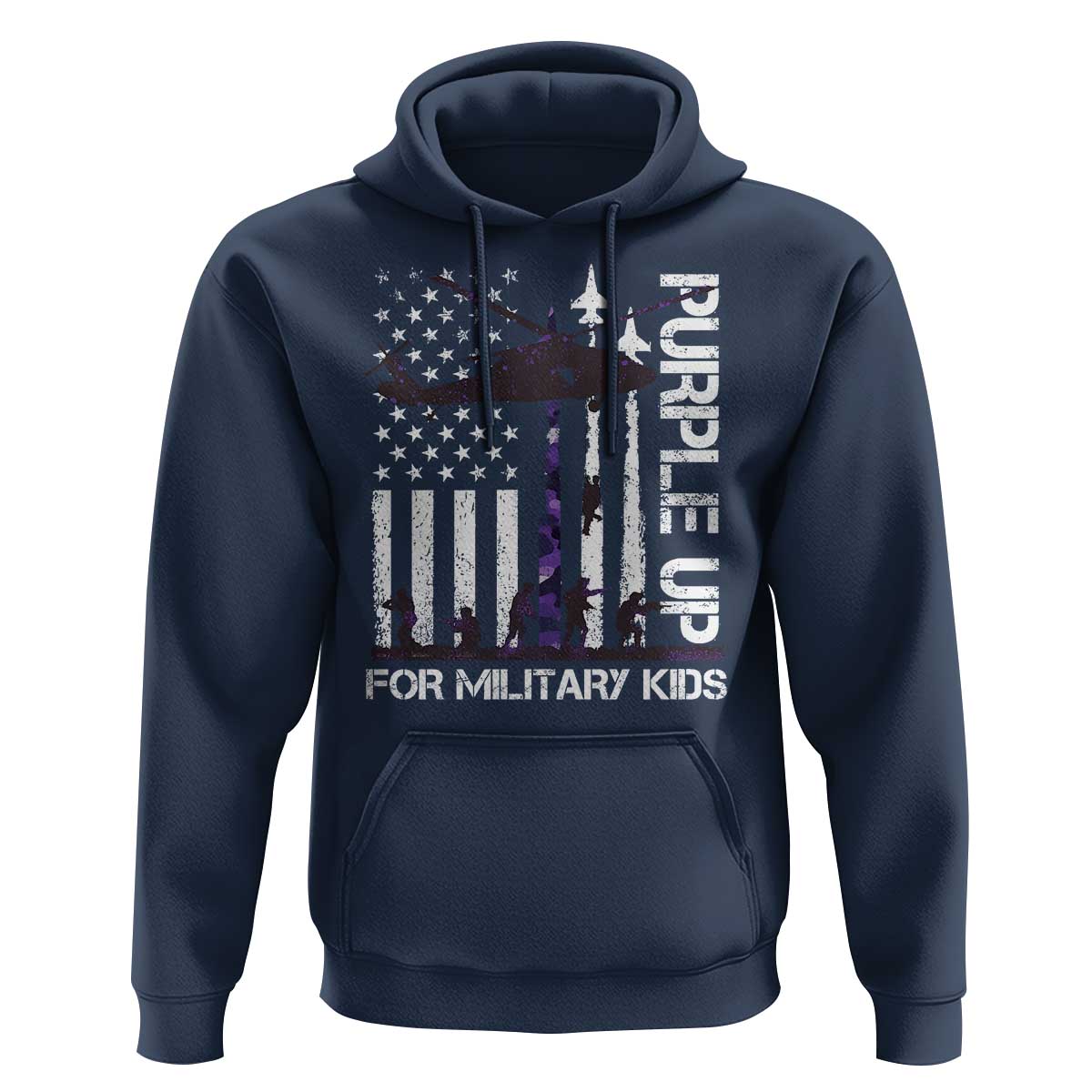 Purple Up For Military Kids Hoodie Camo American Flag Military Child Month USA Camouflage