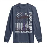 Purple Up For Military Kids Long Sleeve Shirt Camo American Flag Military Child Month USA Camouflage