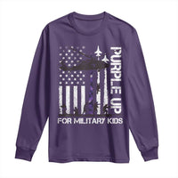 Purple Up For Military Kids Long Sleeve Shirt Camo American Flag Military Child Month USA Camouflage