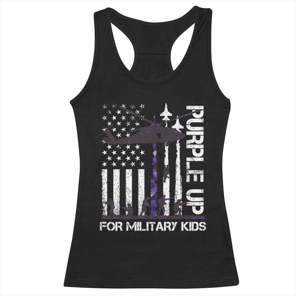 Purple Up For Military Kids Racerback Tank Top Camo American Flag Military Child Month USA Camouflage