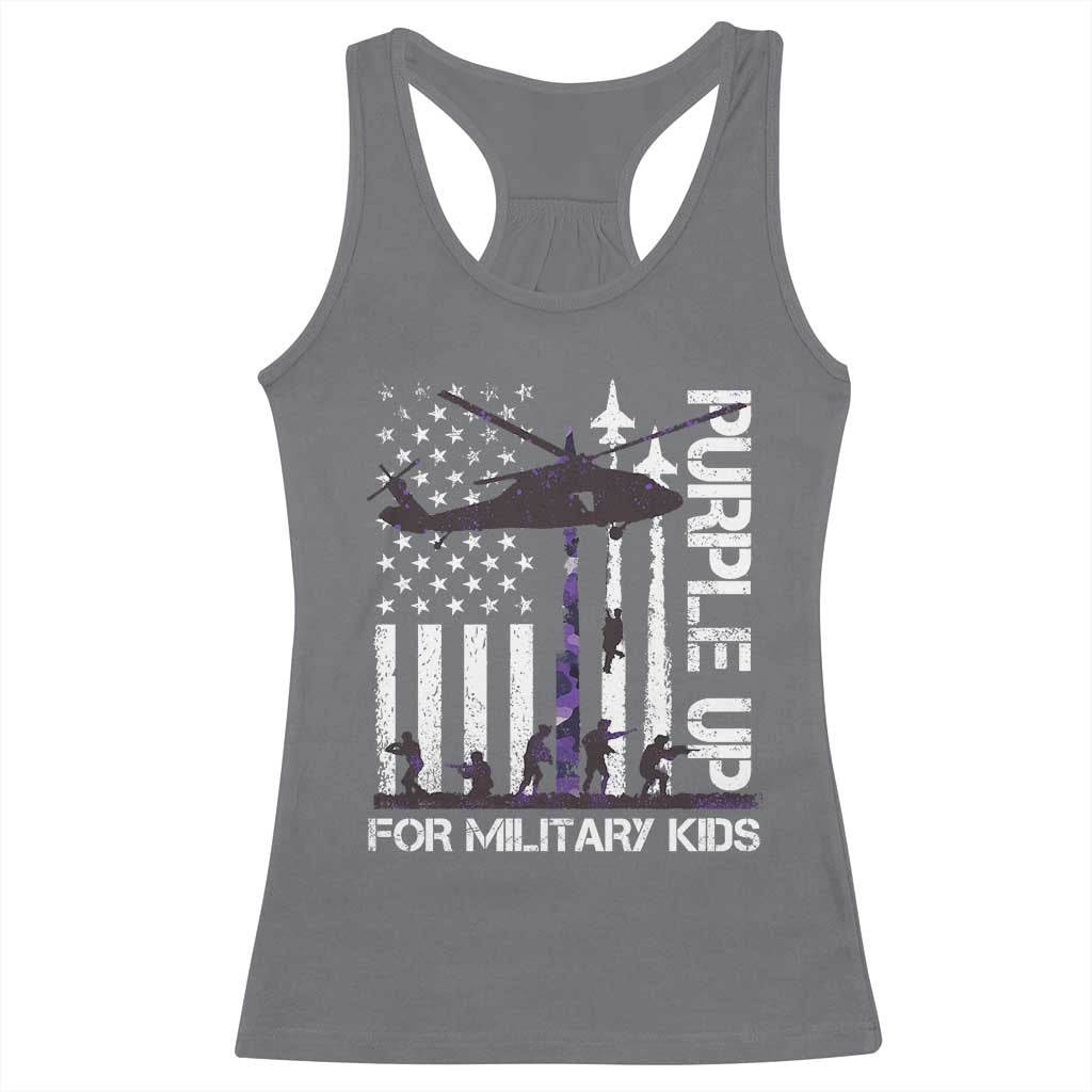 Purple Up For Military Kids Racerback Tank Top Camo American Flag Military Child Month USA Camouflage