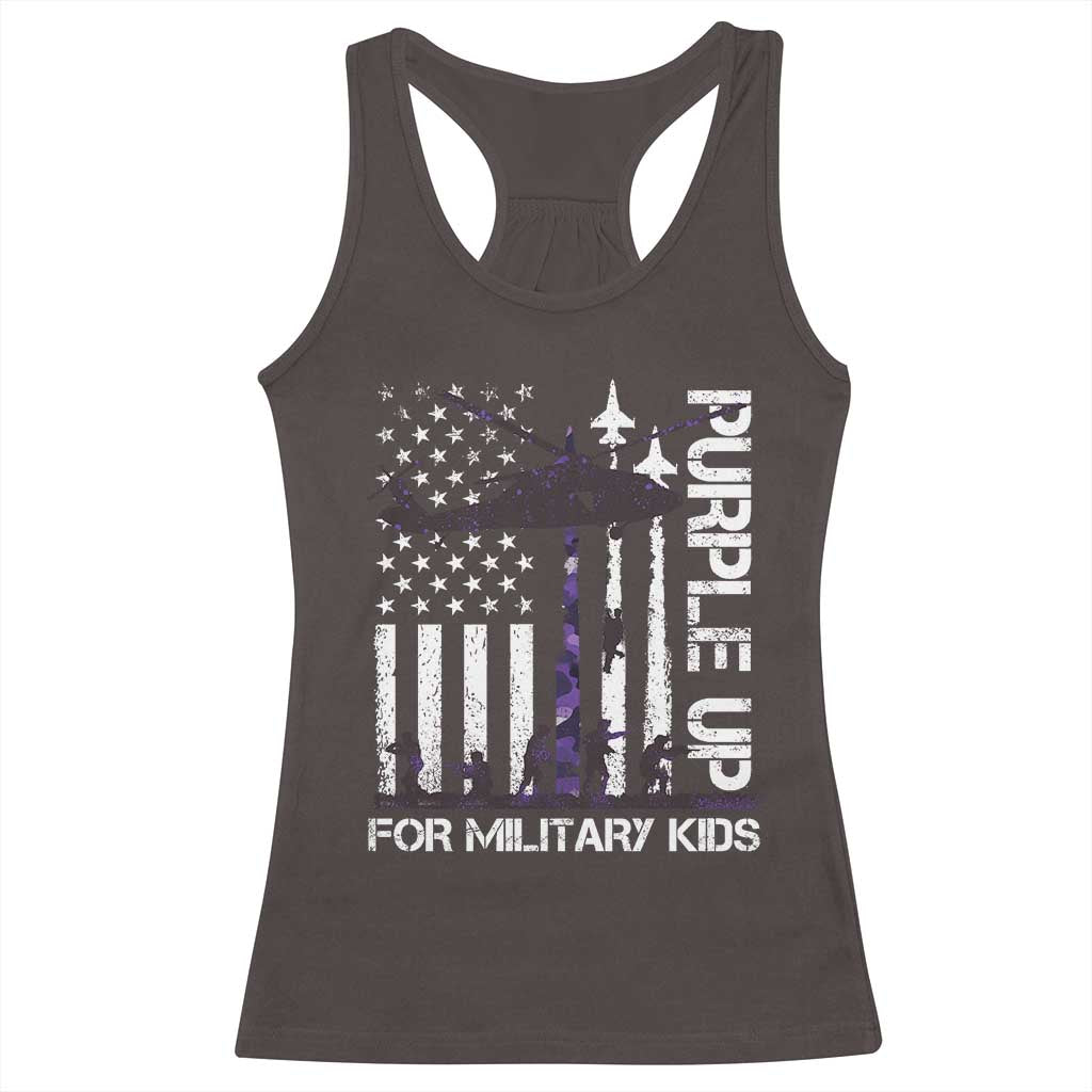 Purple Up For Military Kids Racerback Tank Top Camo American Flag Military Child Month USA Camouflage