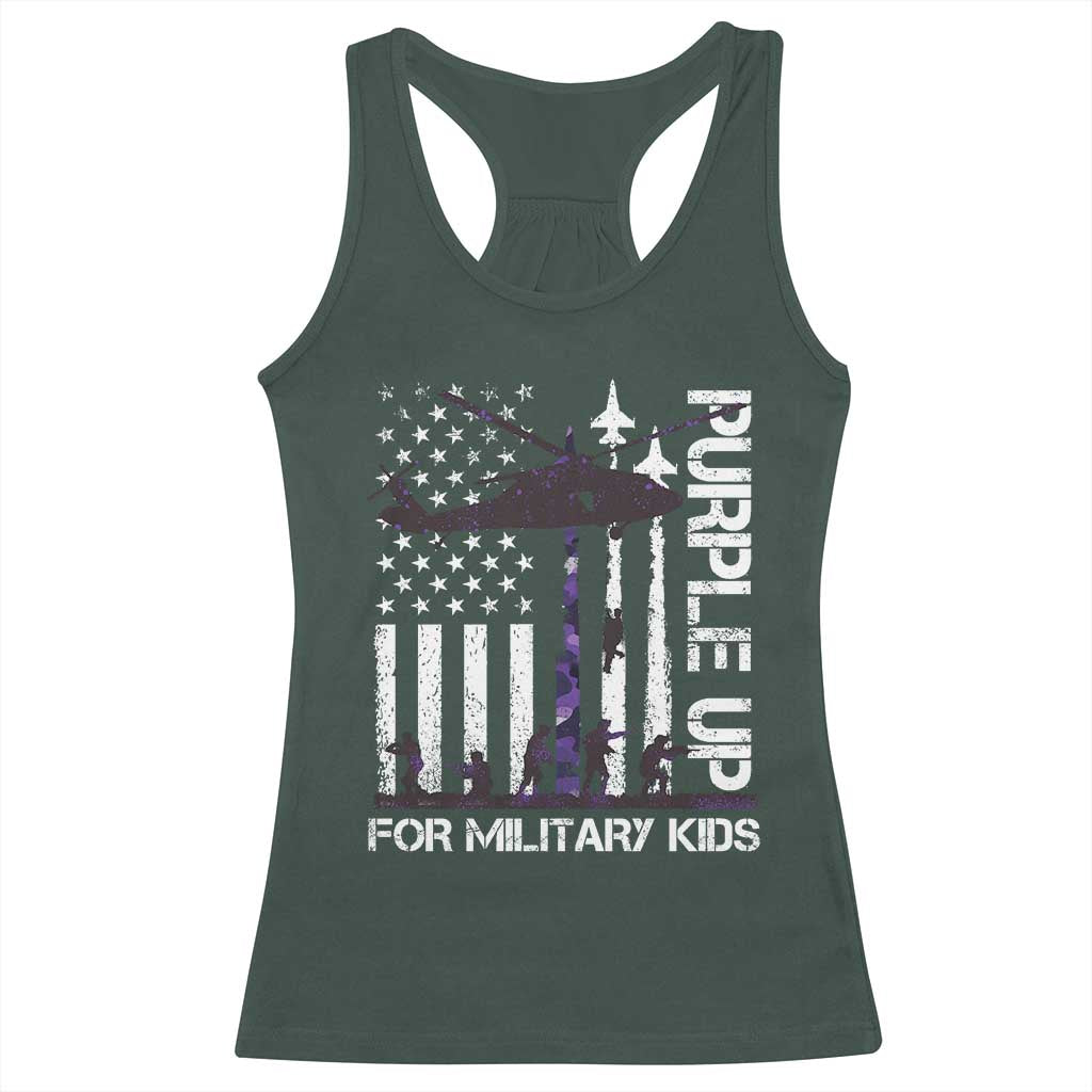 Purple Up For Military Kids Racerback Tank Top Camo American Flag Military Child Month USA Camouflage