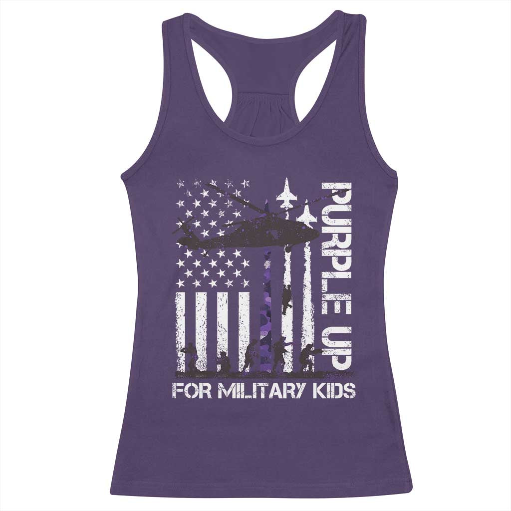 Purple Up For Military Kids Racerback Tank Top Camo American Flag Military Child Month USA Camouflage
