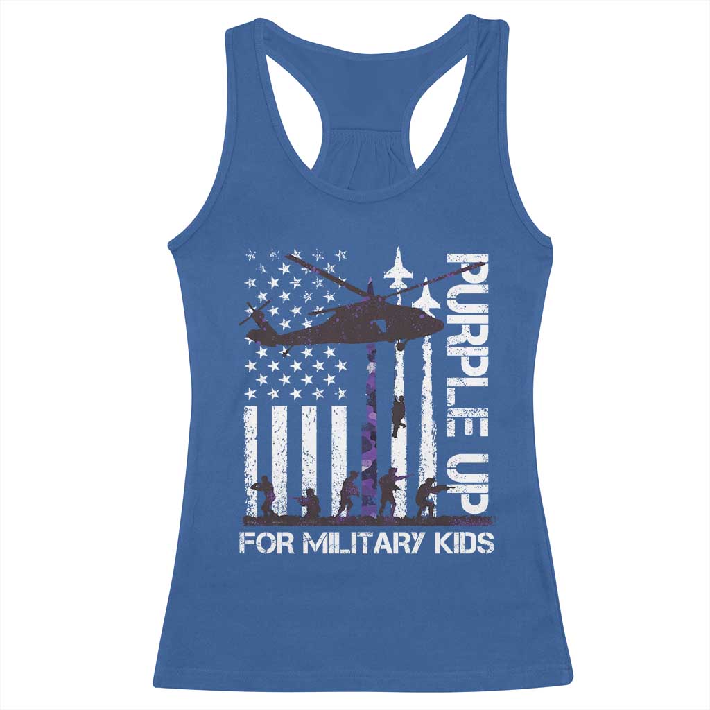 Purple Up For Military Kids Racerback Tank Top Camo American Flag Military Child Month USA Camouflage