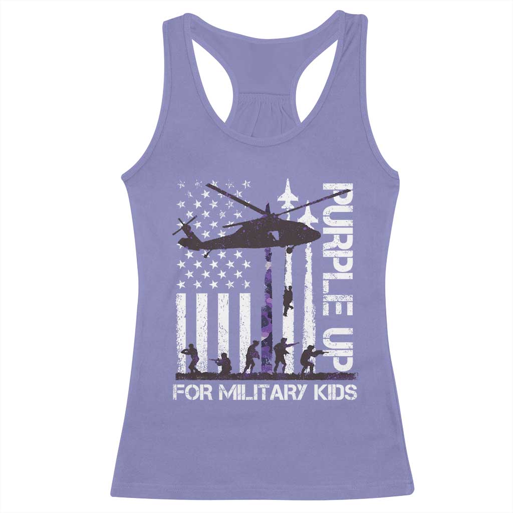 Purple Up For Military Kids Racerback Tank Top Camo American Flag Military Child Month USA Camouflage