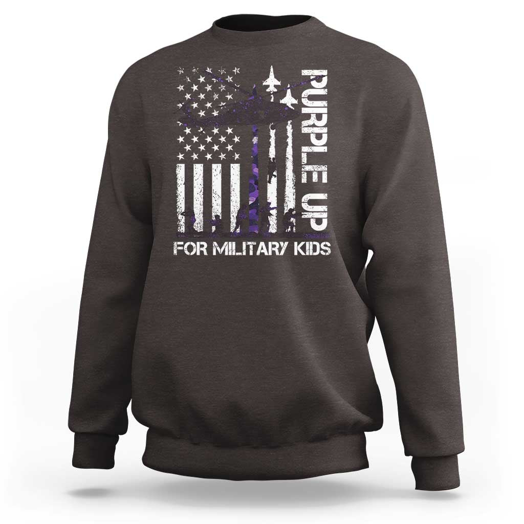 Purple Up For Military Kids Sweatshirt Camo American Flag Military Child Month USA Camouflage