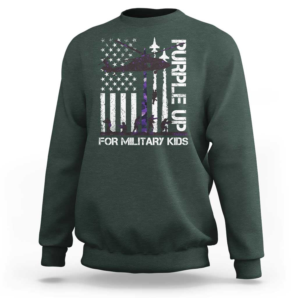 Purple Up For Military Kids Sweatshirt Camo American Flag Military Child Month USA Camouflage