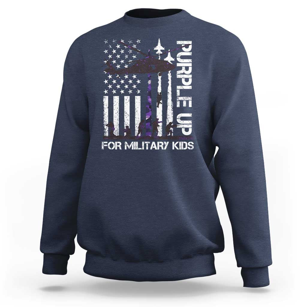 Purple Up For Military Kids Sweatshirt Camo American Flag Military Child Month USA Camouflage