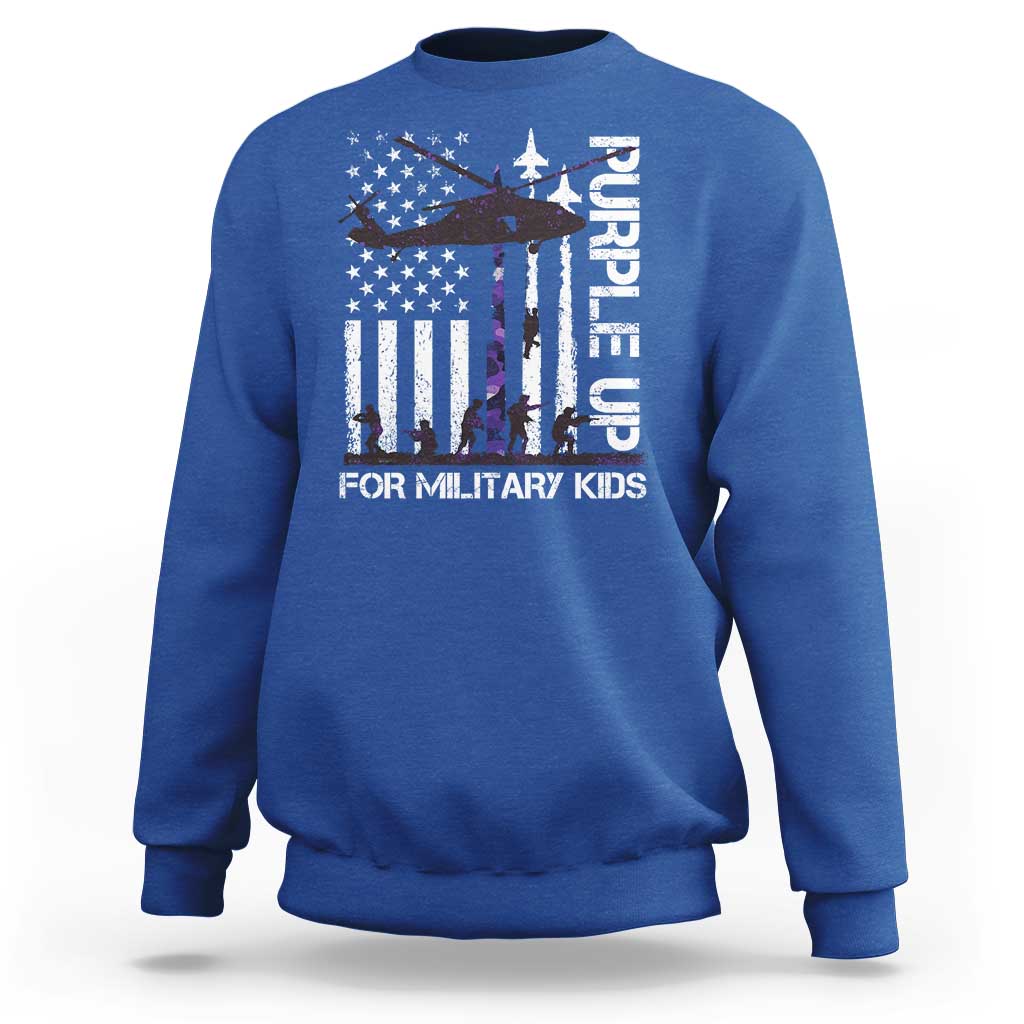 Purple Up For Military Kids Sweatshirt Camo American Flag Military Child Month USA Camouflage