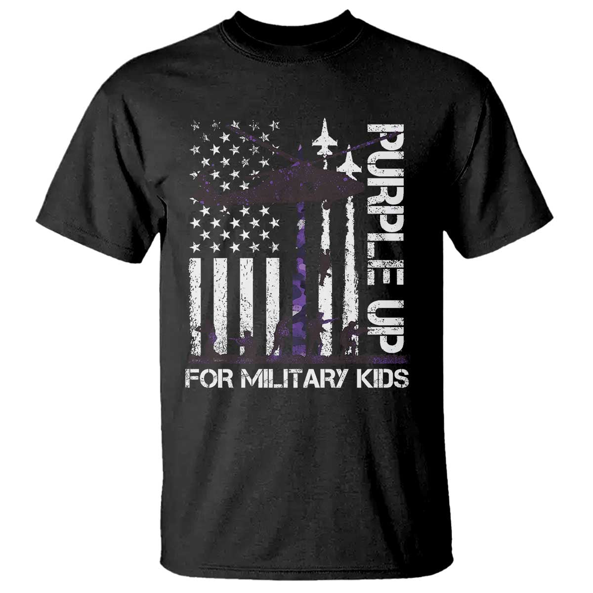 Purple Up For Military Kids T Shirt Camo American Flag Military Child Month USA Camouflage