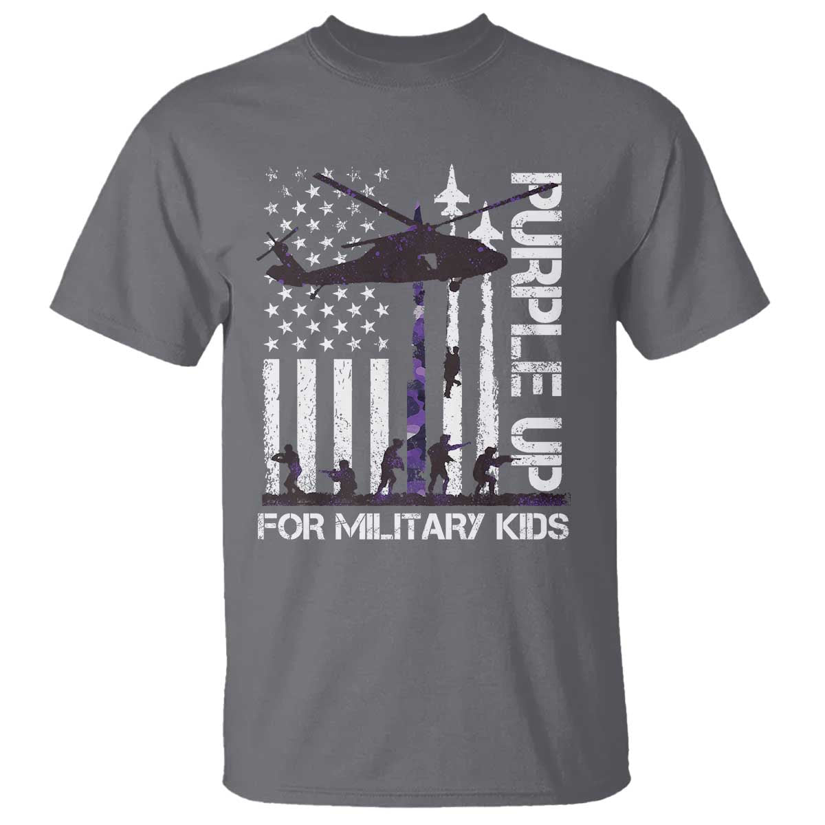 Purple Up For Military Kids T Shirt Camo American Flag Military Child Month USA Camouflage