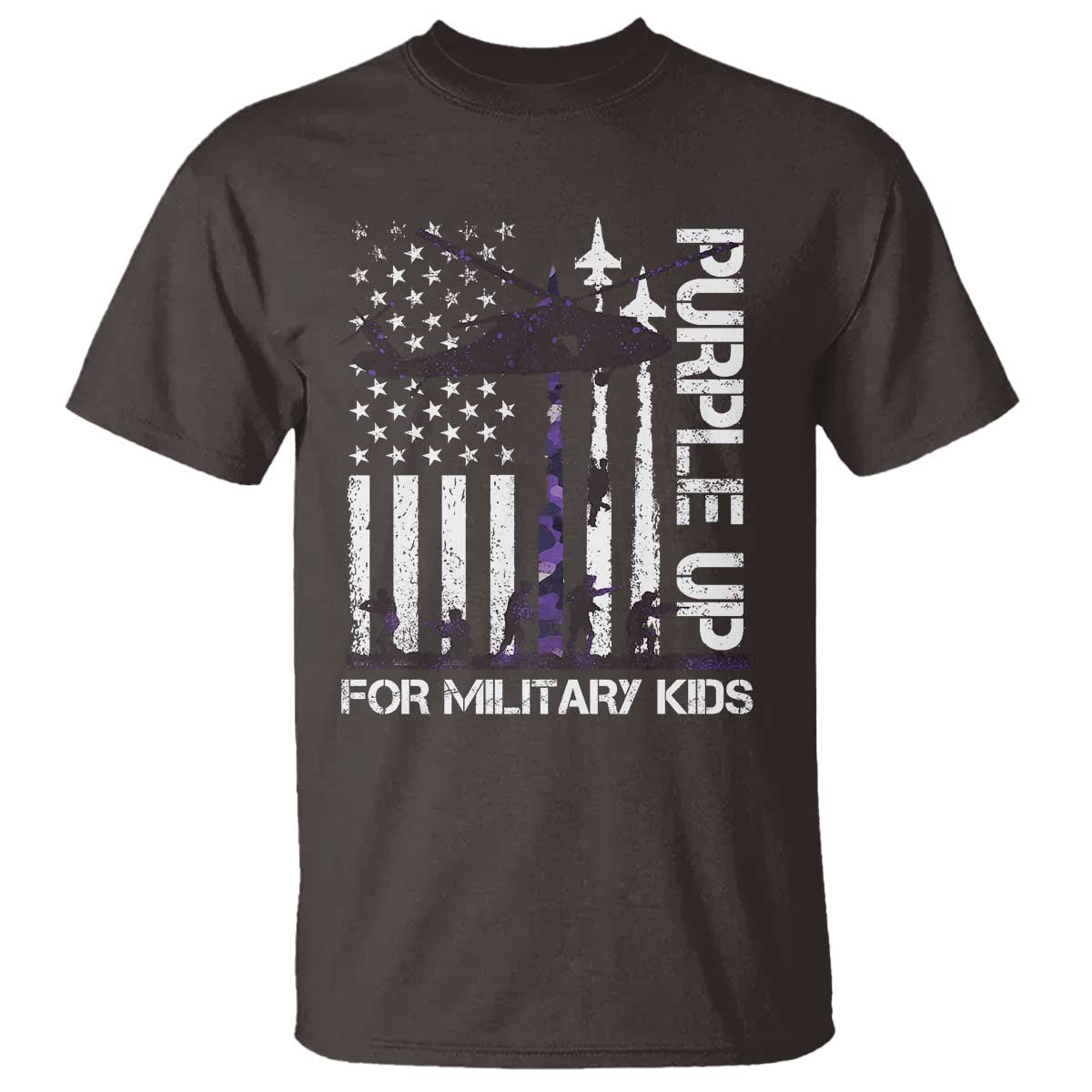 Purple Up For Military Kids T Shirt Camo American Flag Military Child Month USA Camouflage