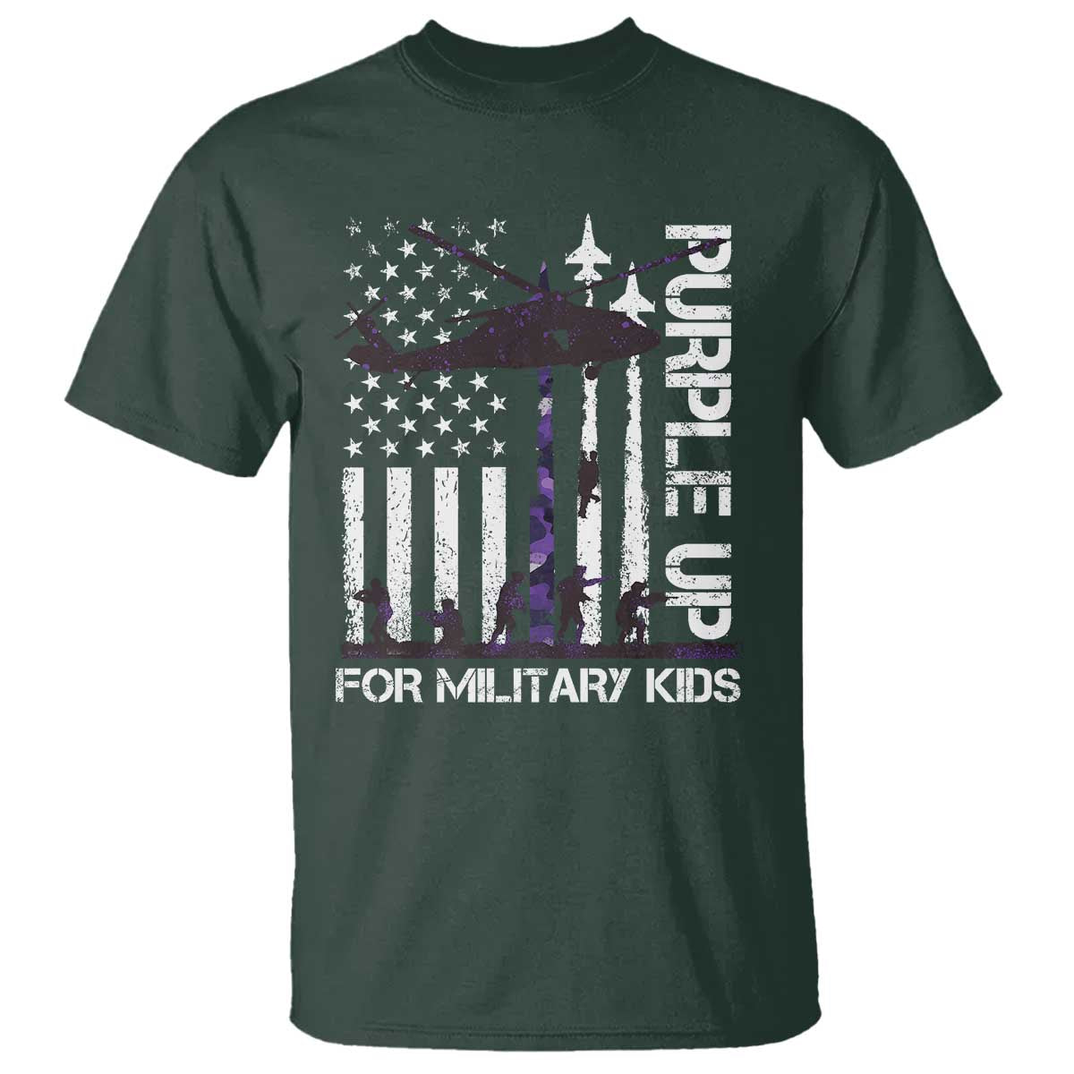 Purple Up For Military Kids T Shirt Camo American Flag Military Child Month USA Camouflage