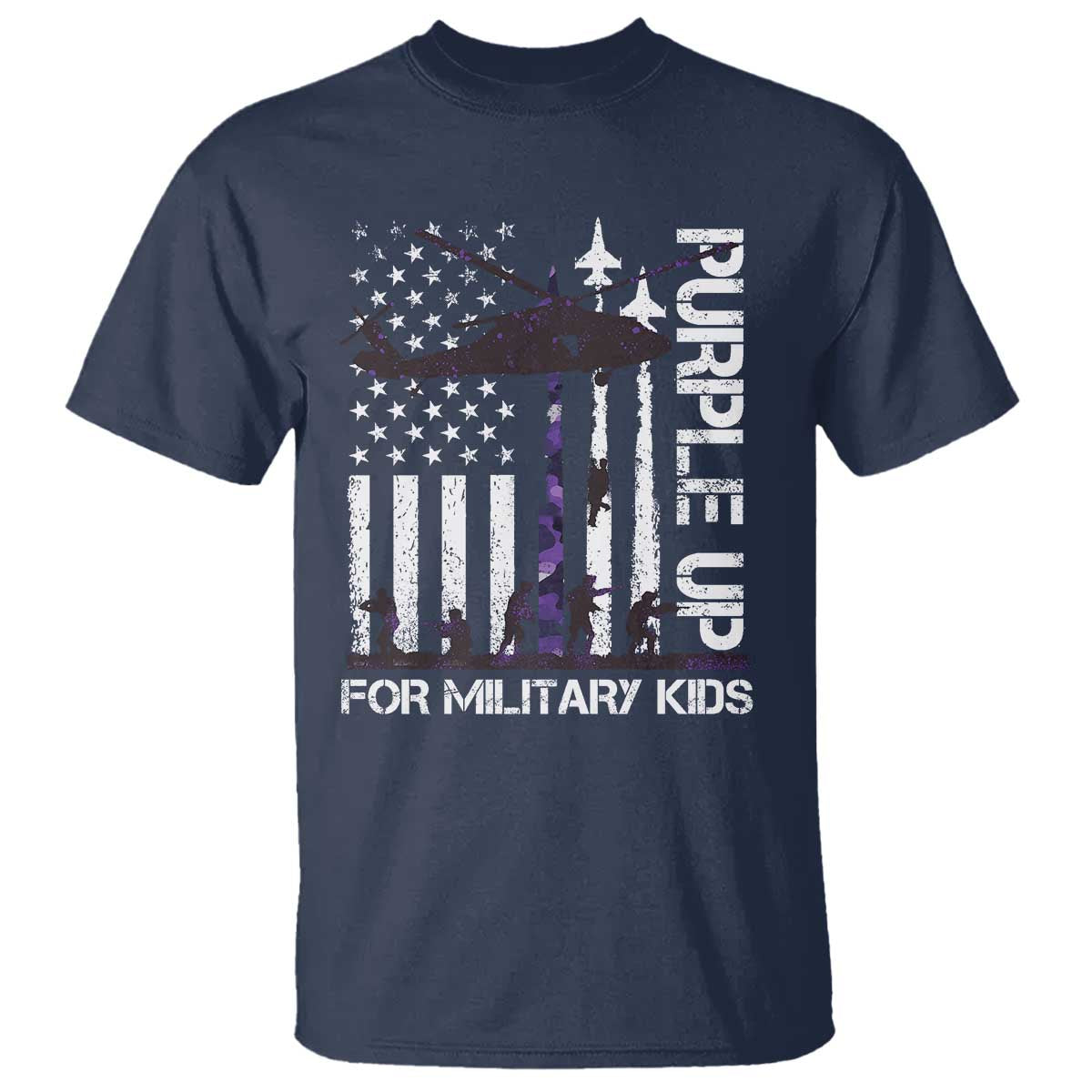 Purple Up For Military Kids T Shirt Camo American Flag Military Child Month USA Camouflage