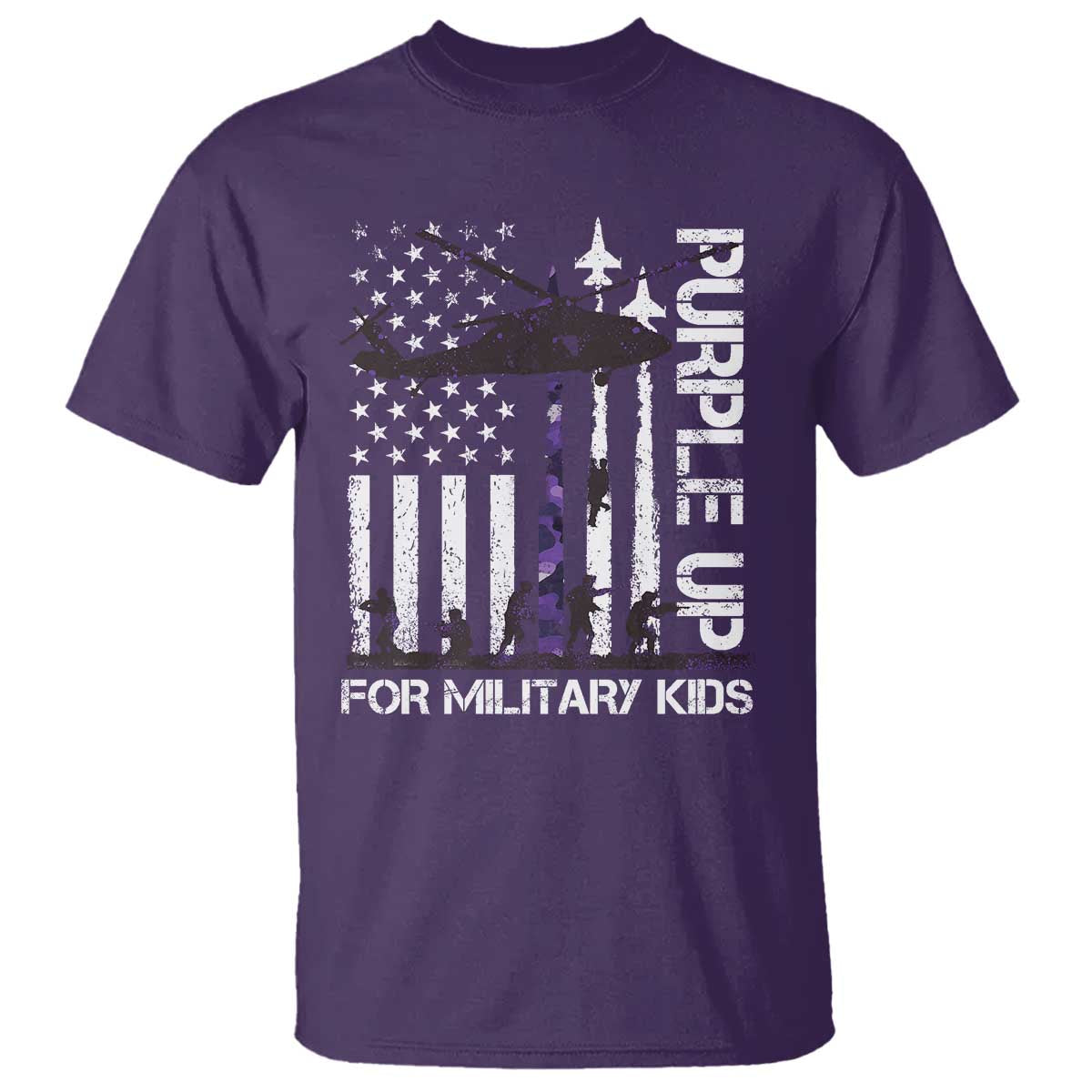 Purple Up For Military Kids T Shirt Camo American Flag Military Child Month USA Camouflage