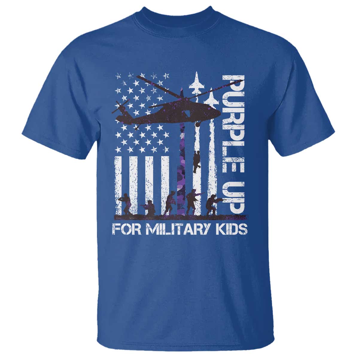 Purple Up For Military Kids T Shirt Camo American Flag Military Child Month USA Camouflage