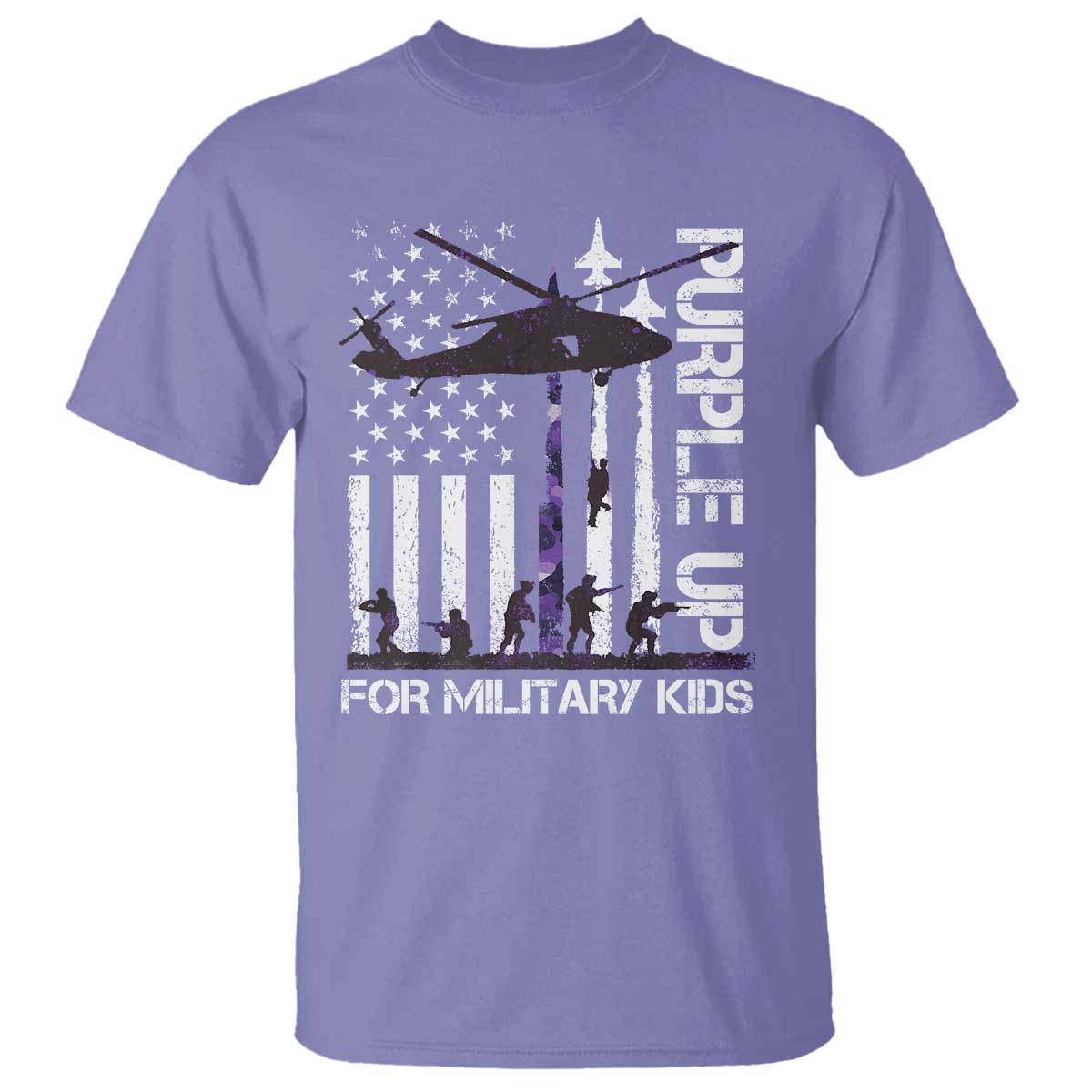 Purple Up For Military Kids T Shirt Camo American Flag Military Child Month USA Camouflage