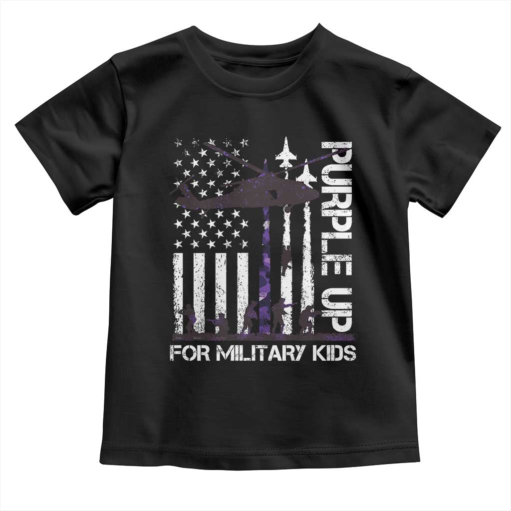 Purple Up For Military Kids Toddler T Shirt Camo American Flag Military Child Month USA Camouflage
