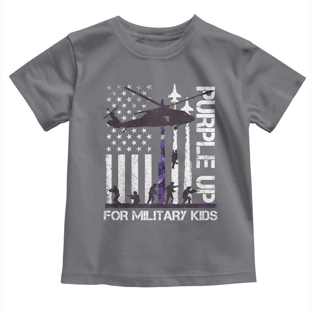 Purple Up For Military Kids Toddler T Shirt Camo American Flag Military Child Month USA Camouflage