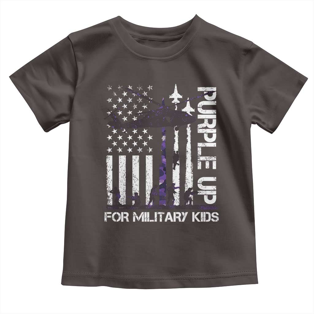 Purple Up For Military Kids Toddler T Shirt Camo American Flag Military Child Month USA Camouflage