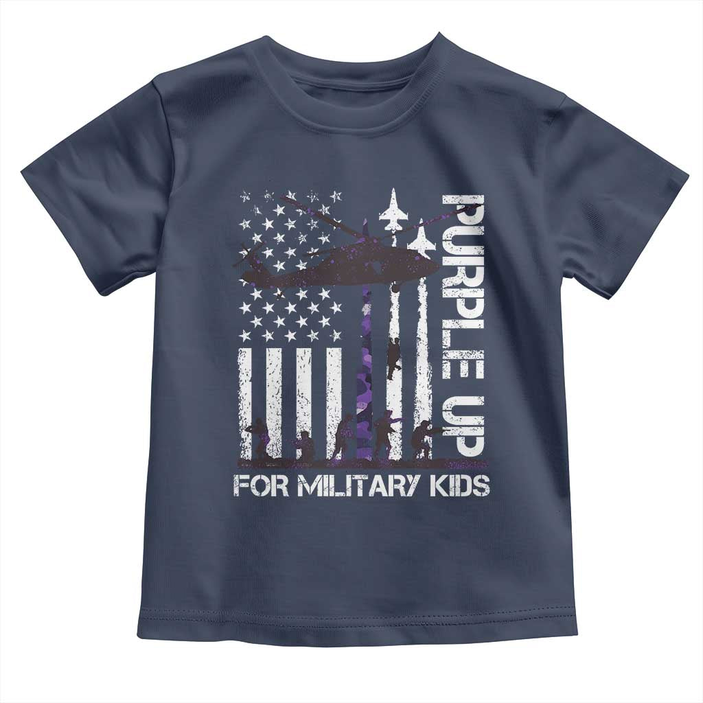 Purple Up For Military Kids Toddler T Shirt Camo American Flag Military Child Month USA Camouflage