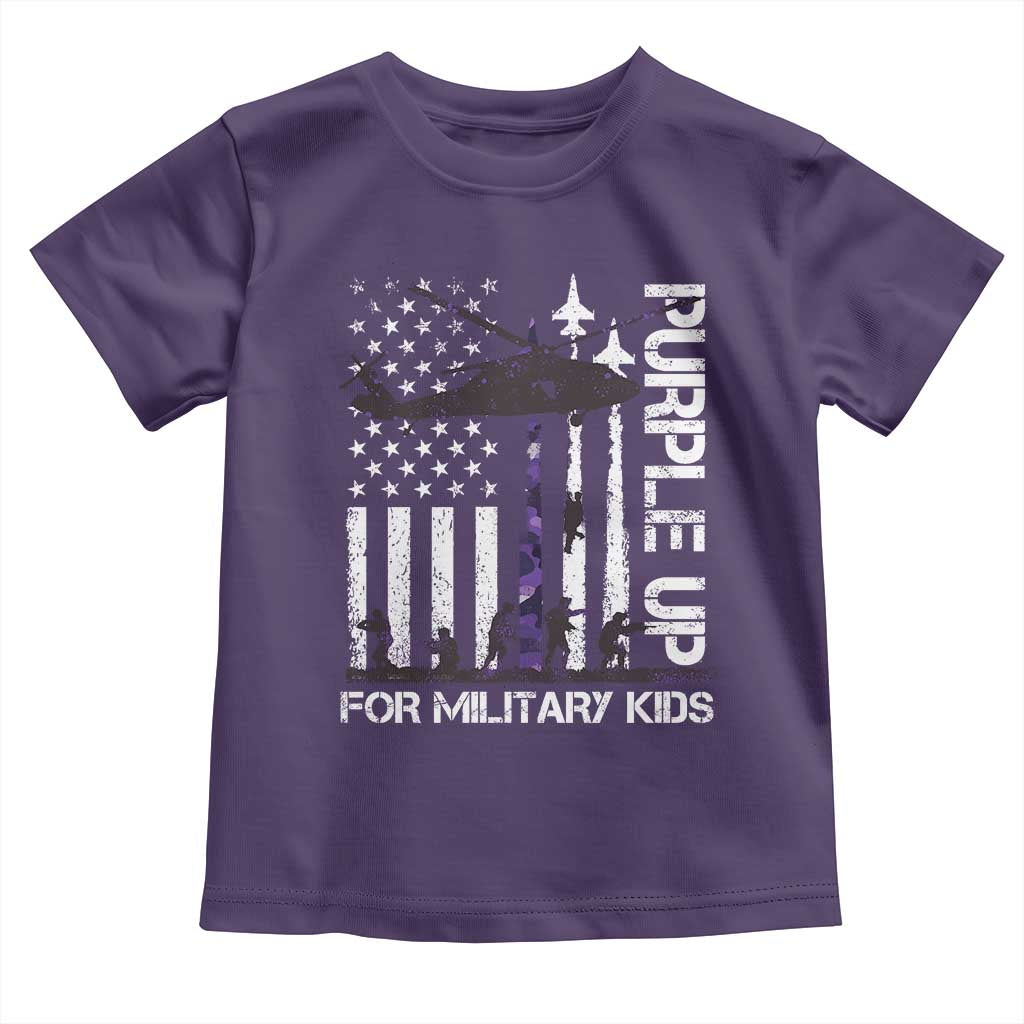 Purple Up For Military Kids Toddler T Shirt Camo American Flag Military Child Month USA Camouflage