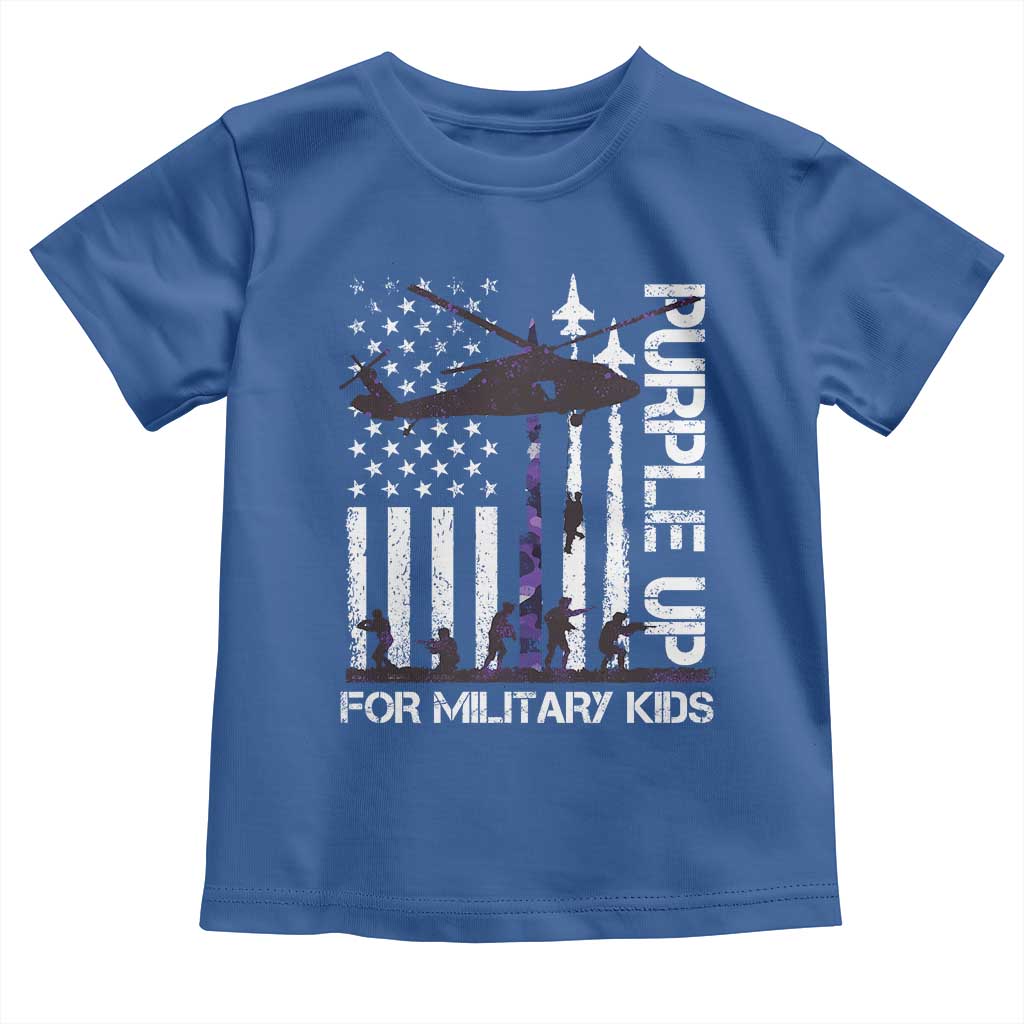 Purple Up For Military Kids Toddler T Shirt Camo American Flag Military Child Month USA Camouflage