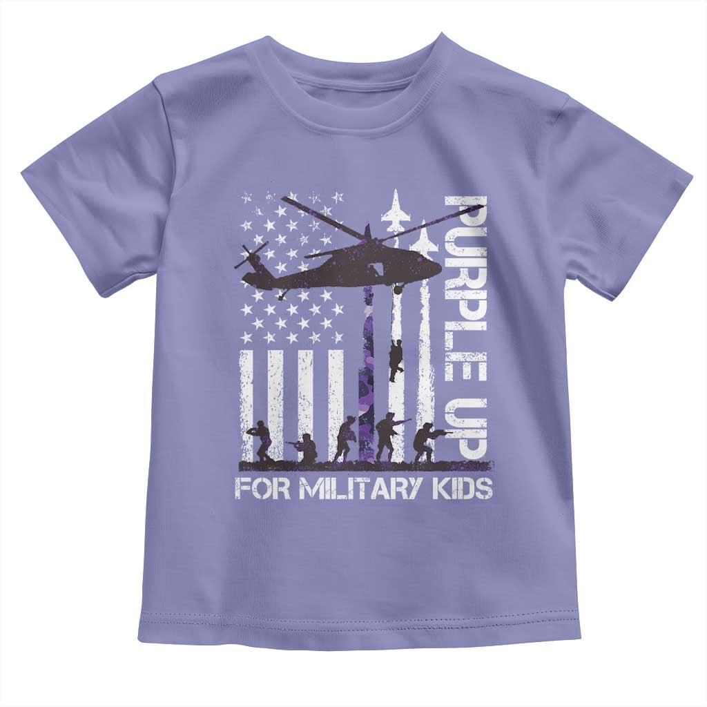Purple Up For Military Kids Toddler T Shirt Camo American Flag Military Child Month USA Camouflage
