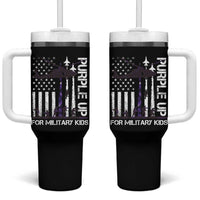 Purple Up For Military Kids Tumbler With Handle Camo American Flag Military Child Month USA Camouflage