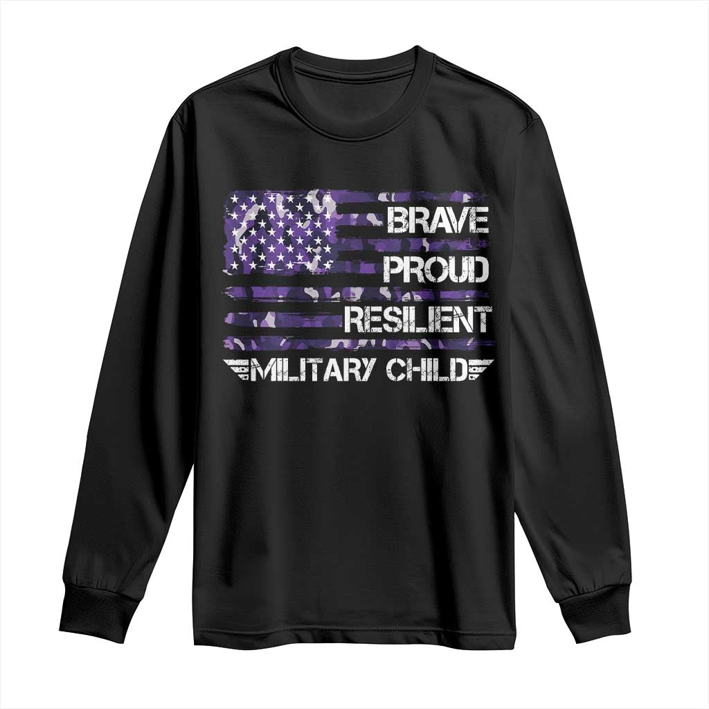 Military Kids Military Child Long Sleeve Shirt Camo American Flag USA Camouflage