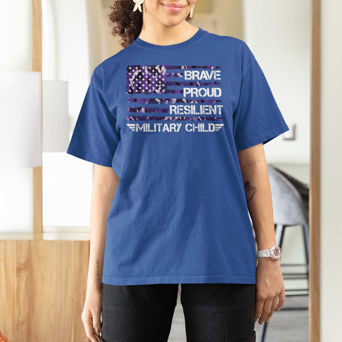 Military Kids Military Child T Shirt For Women Camo American Flag USA Camouflage