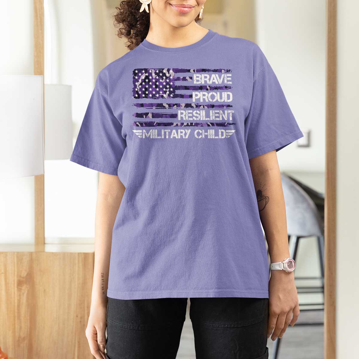 Military Kids Military Child T Shirt For Women Camo American Flag USA Camouflage