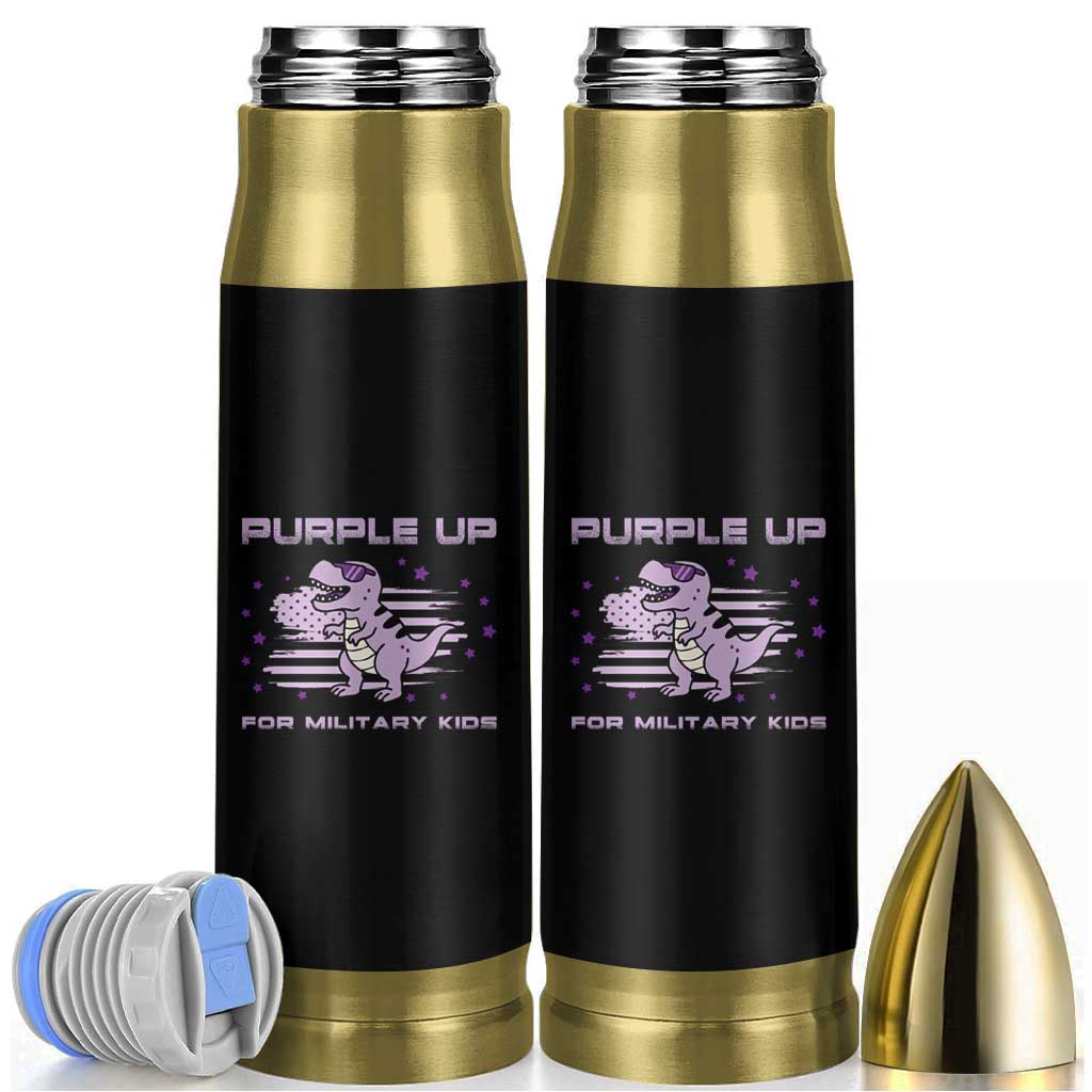 Purple Up For Military Kids Bullet Tumbler Military Child Month Army Dinosaur Dino