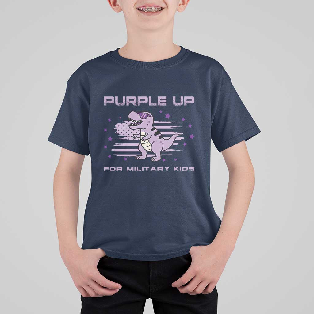 Purple Up For Military Kids T Shirt For Kid Military Child Month Army Dinosaur Dino