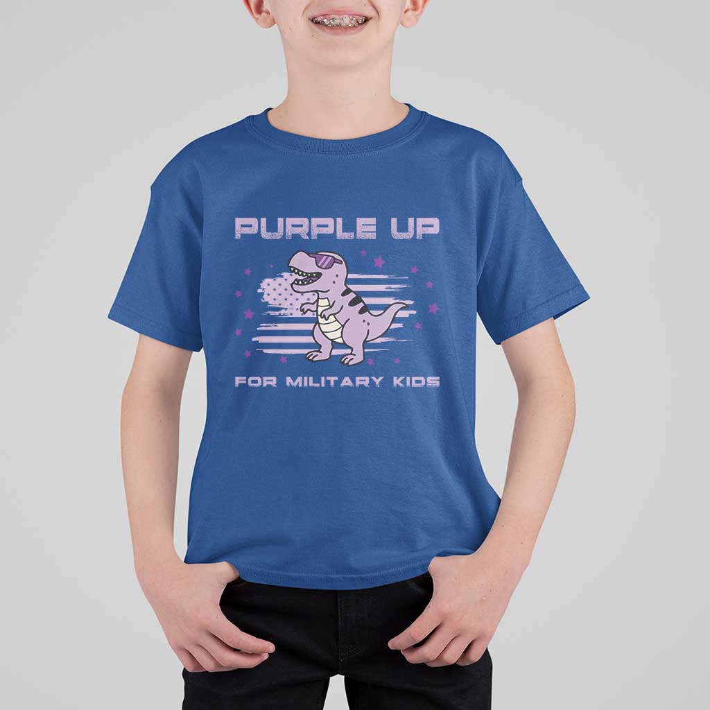 Purple Up For Military Kids T Shirt For Kid Military Child Month Army Dinosaur Dino