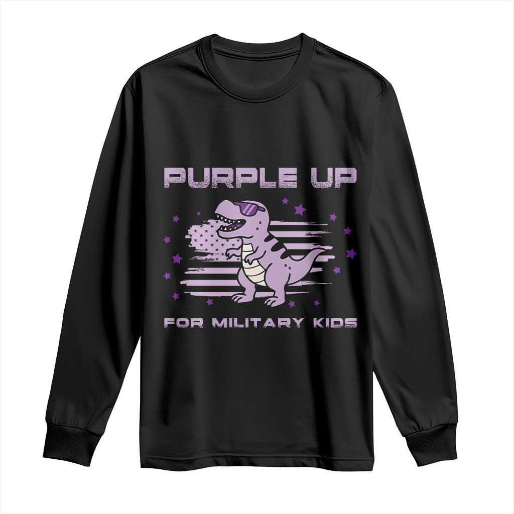 Purple Up For Military Kids Long Sleeve Shirt Military Child Month Army Dinosaur Dino