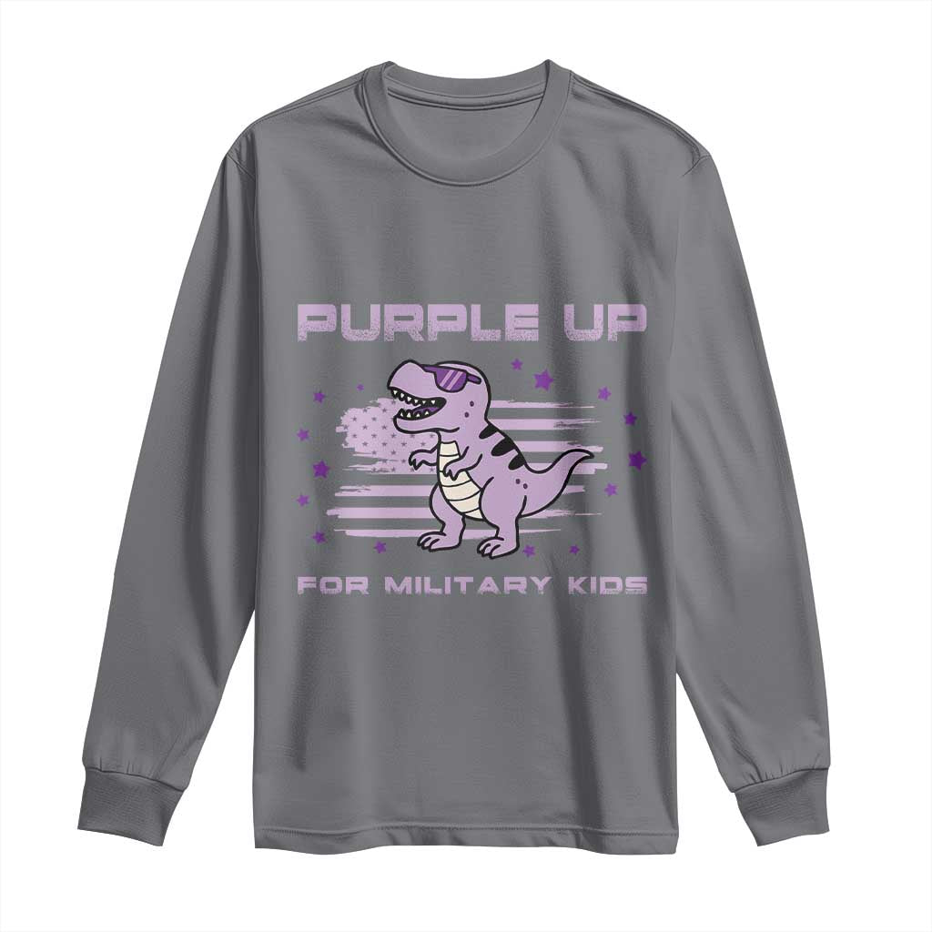 Purple Up For Military Kids Long Sleeve Shirt Military Child Month Army Dinosaur Dino