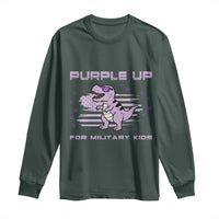 Purple Up For Military Kids Long Sleeve Shirt Military Child Month Army Dinosaur Dino