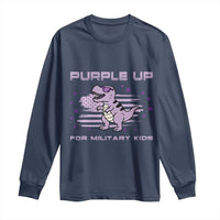Purple Up For Military Kids Long Sleeve Shirt Military Child Month Army Dinosaur Dino