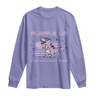 Purple Up For Military Kids Long Sleeve Shirt Military Child Month Army Dinosaur Dino