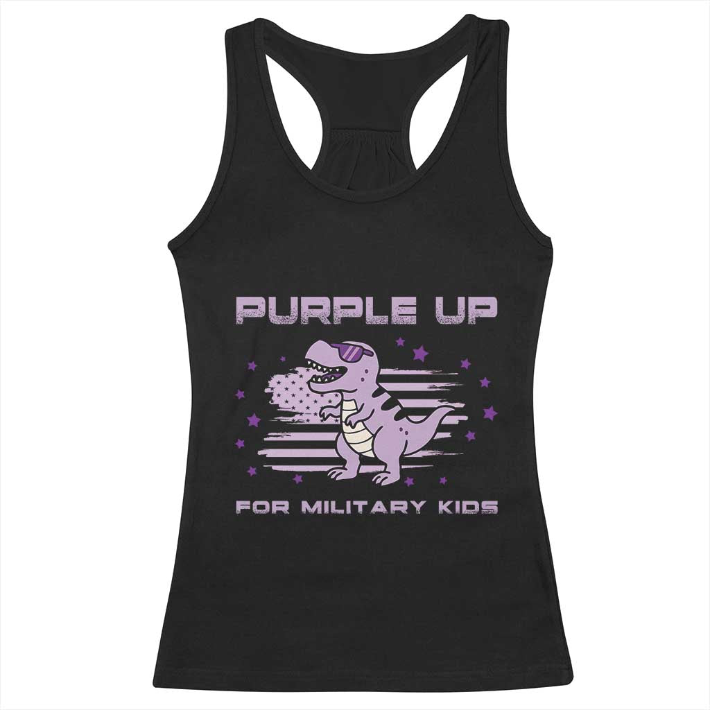 Purple Up For Military Kids Racerback Tank Top Military Child Month Army Dinosaur Dino