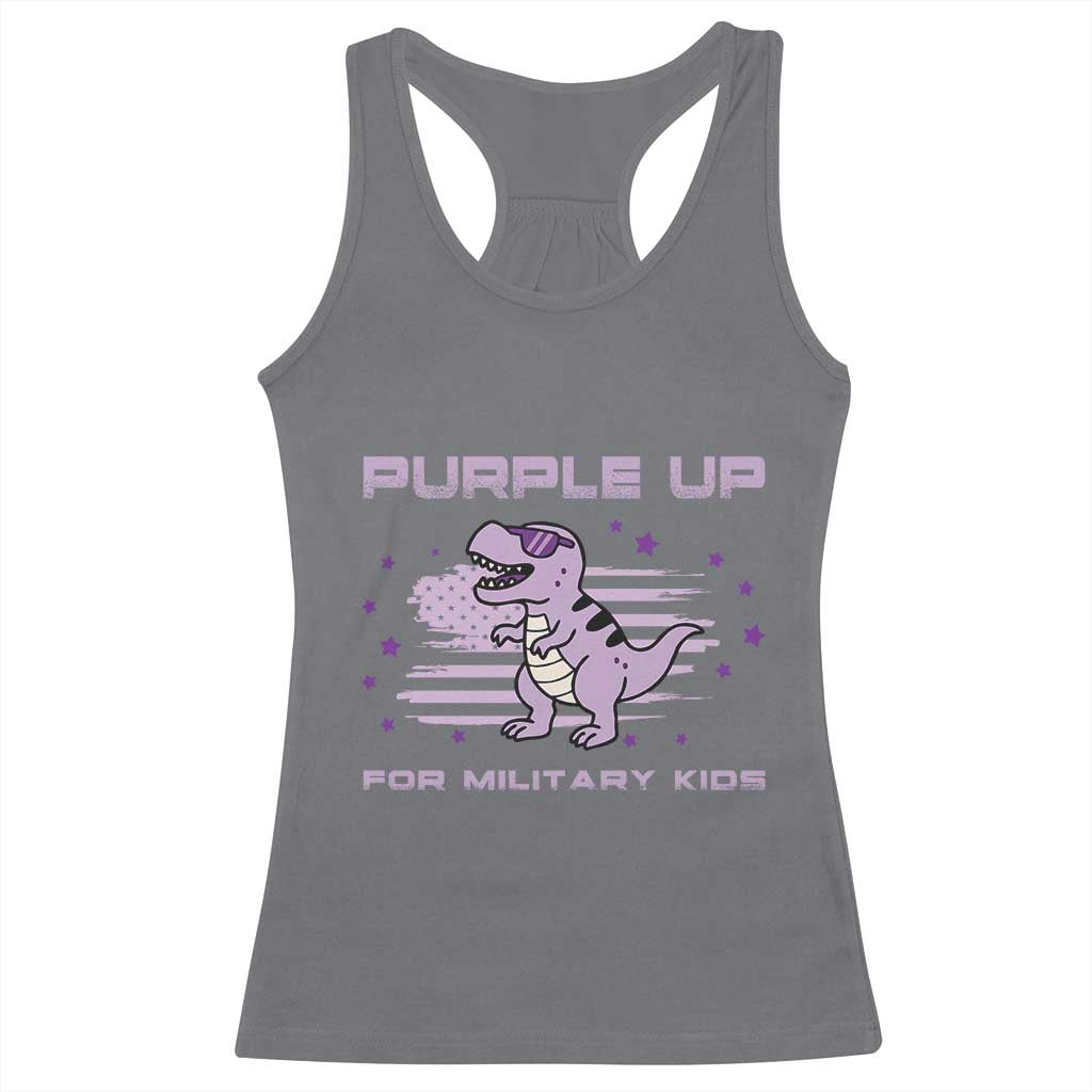 Purple Up For Military Kids Racerback Tank Top Military Child Month Army Dinosaur Dino